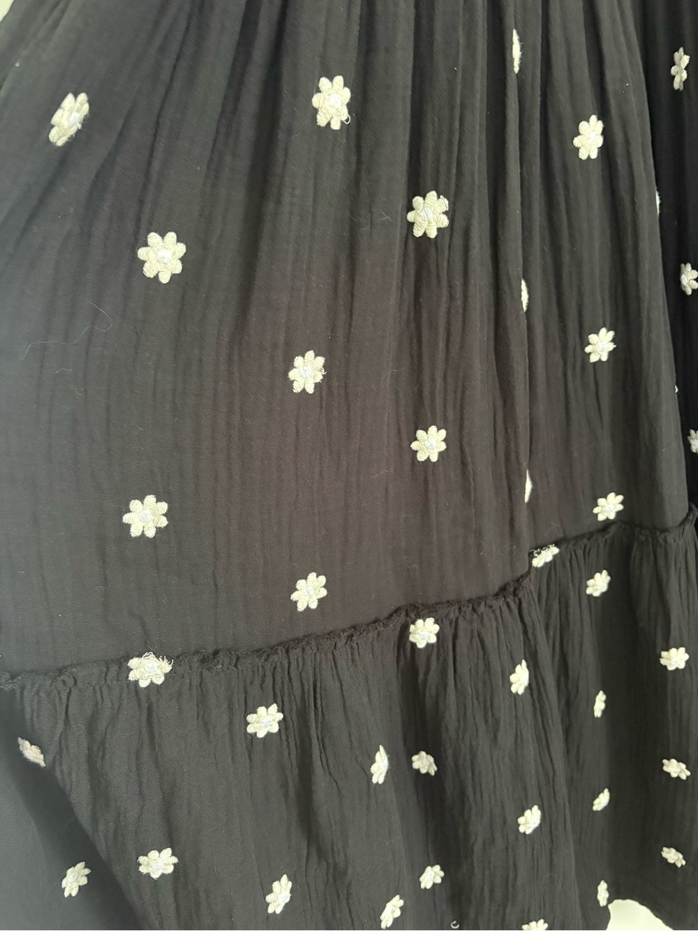 RD Style Black Midi/Maxi Dress with White Daisy Embroidered Appliqué 100% Cotton - Picture 7 of 13